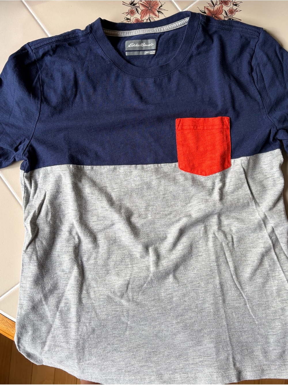 Eddie Bauer Navy & Heather Gray Crew Neck Tee